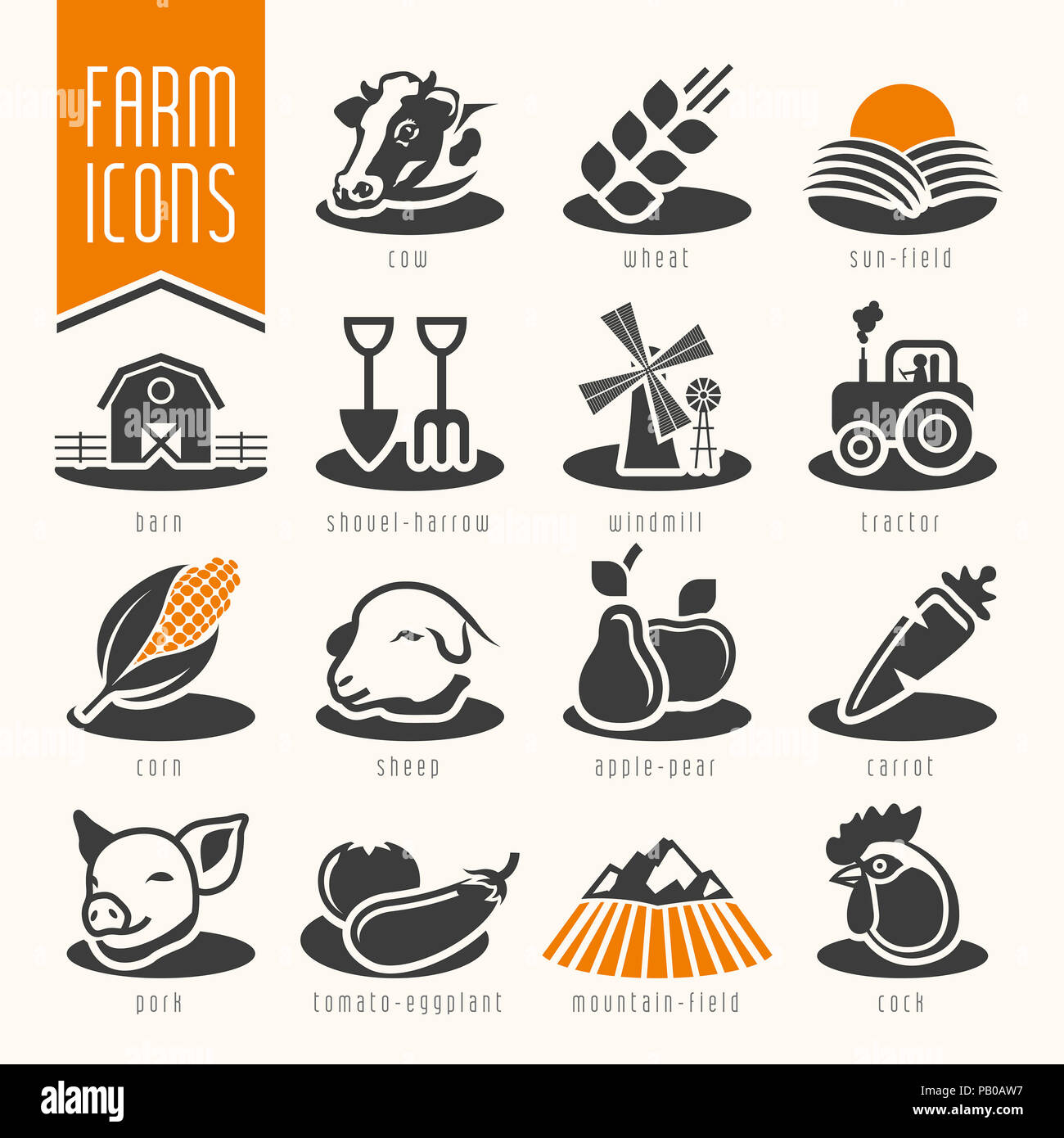 Farm icon set Stock Photo - Alamy