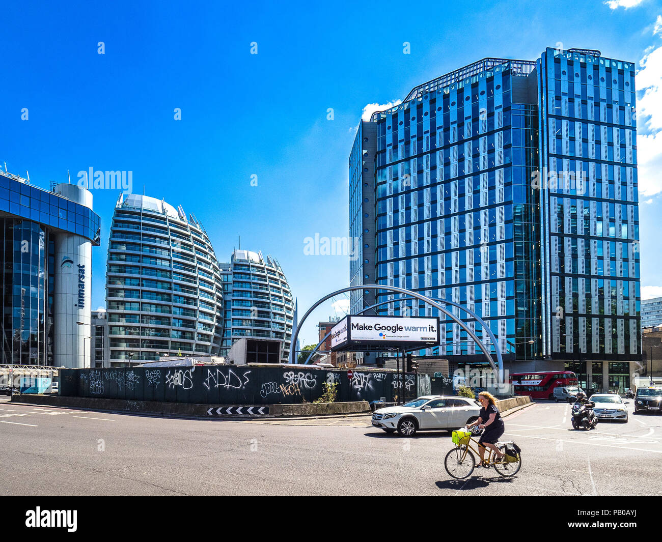 Silicon Roundabout or Old Street Roundabout -  London's tech hub area in central London Stock Photo