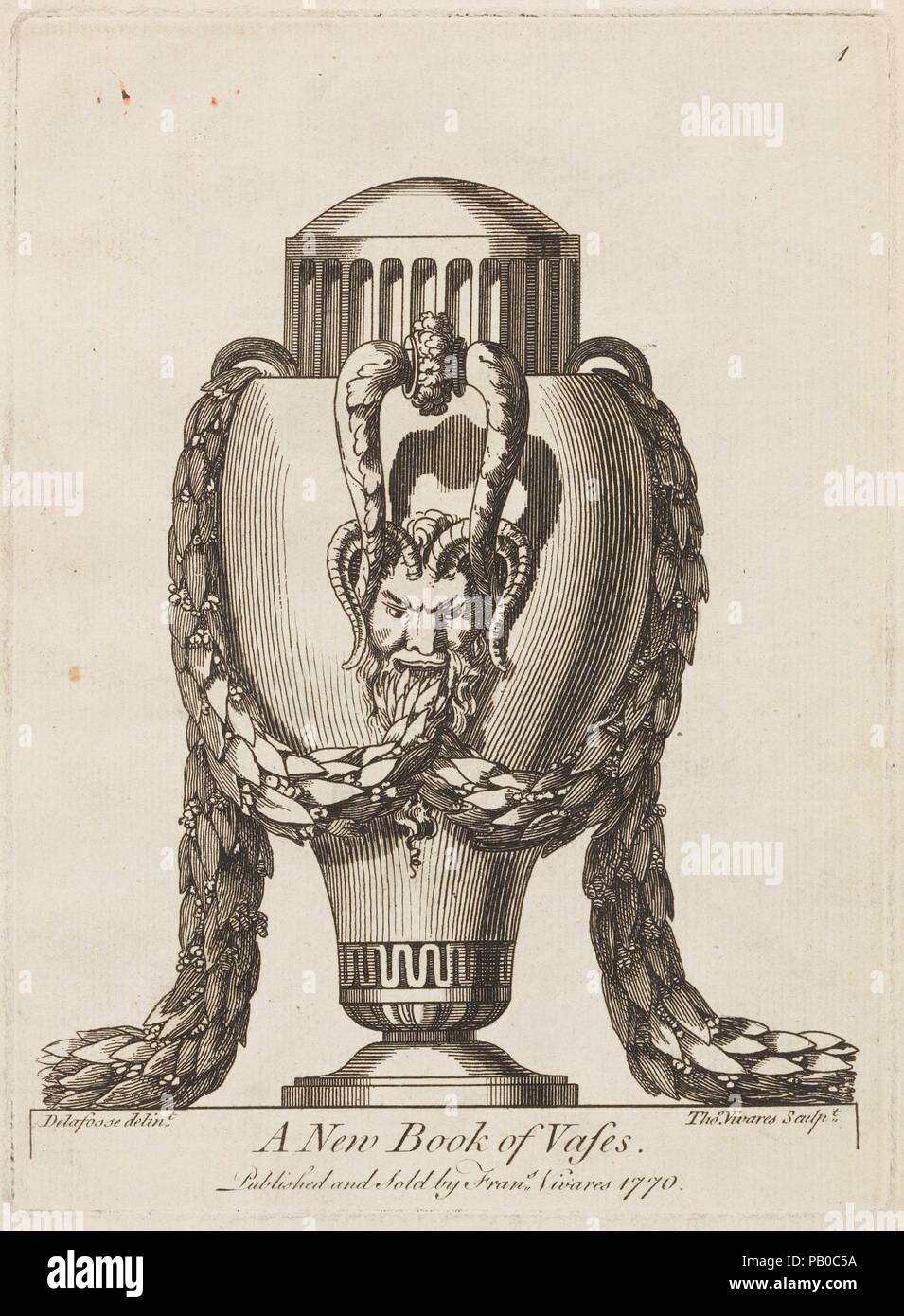 A New Book of Vases. Designer: Jean Charles Delafosse (French, Paris 1734-1789 Paris). Dimensions: 10 3/8 x 8 3/16 x 3/16 in. (26.3 x 20.8 x 0.4 cm). Etcher: Thomas Vivares (British, 1735-1805). Published in: London. Publisher: François Vivares (French, Saint-Jean-du-Bruel 1709-1780 London). Date: 1770. Museum: Metropolitan Museum of Art, New York, USA. Stock Photo