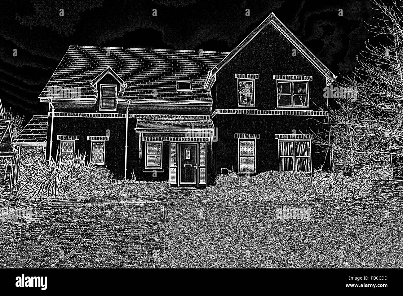 Pretty house with a black and white filter Stock Photo