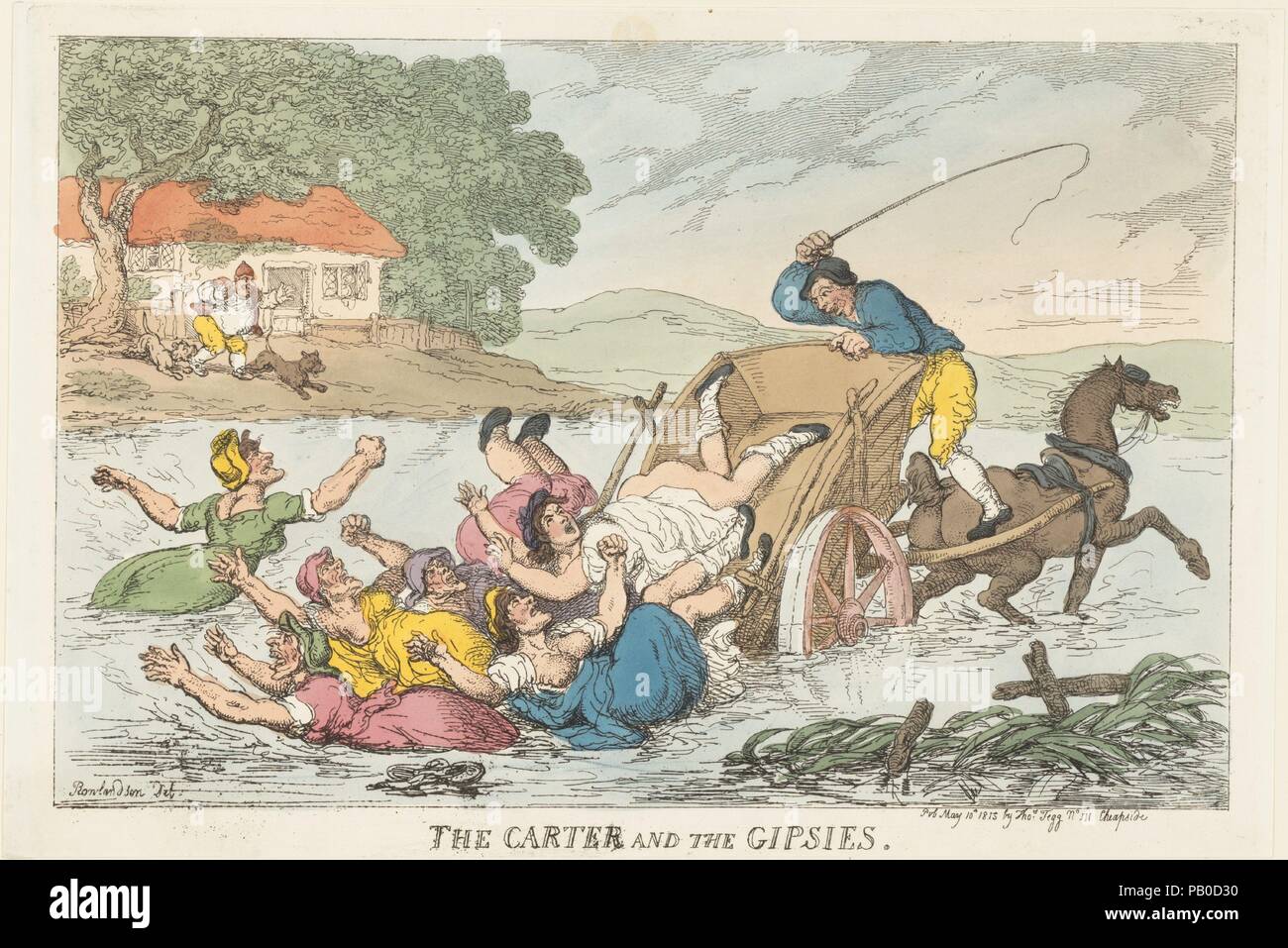 The Carter and the Gipsies. Artist: Thomas Rowlandson (British, London 1757-1827 London). Dimensions: 9 1/2 x 13 3/4 in. (24.1 x 34.9 cm). Publisher: Thomas Tegg (British, 1776-1846). Date: May 10, 1815. Museum: Metropolitan Museum of Art, New York, USA. Stock Photo