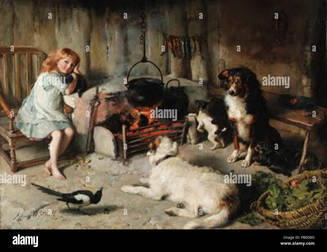 A watched pot never boils by Alfred William Strutt Stock Photo Alamy