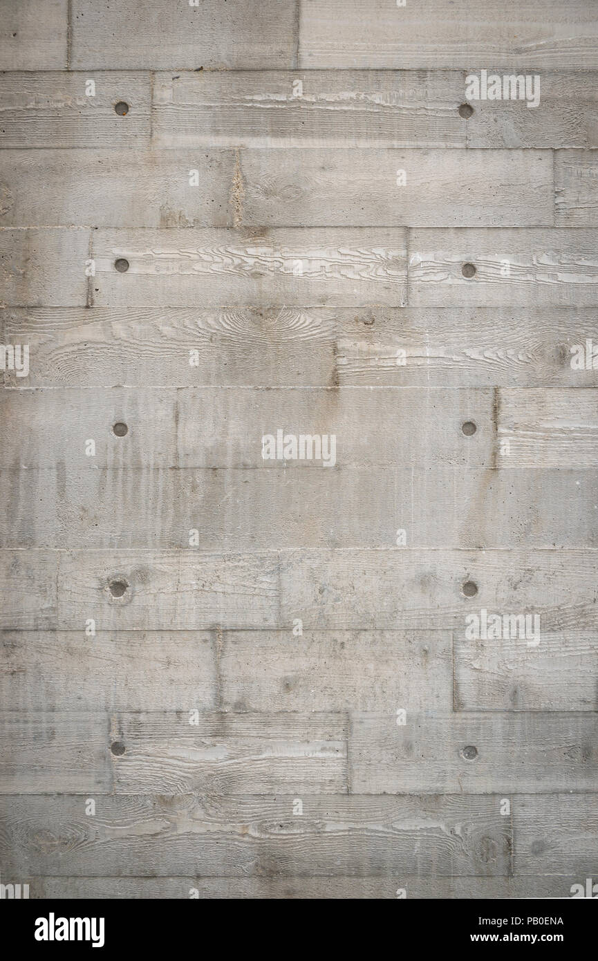 Abstract background of concrete wall showing marks of wooden formwork Stock Photo