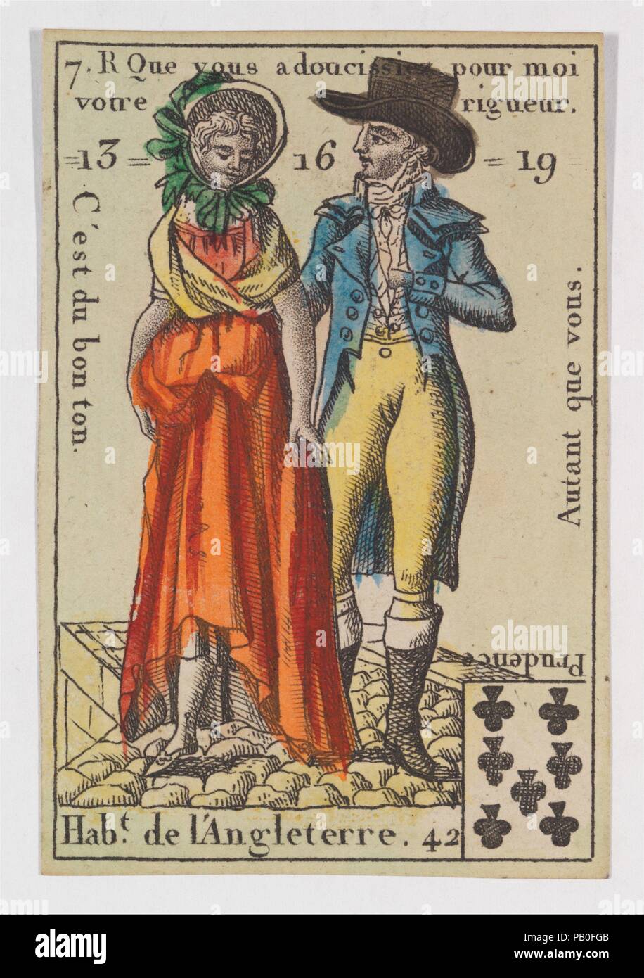 Tableau Décoratif Anonyme Français 18ème Siècle - Hab.t De L'Angleterre De Cartes - Toile/cadre Prêt à Accrocher