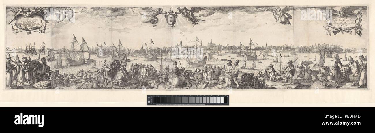 A View of Amsterdam from the north Bank of the IJ. Artist: Claes Jansz. Visscher (Dutch, Amsterdam 1586-1652 Amsterdam); Pieter Bast (Netherlandish, ca. 1570-before 1605). Dimensions: Sheet: 10 1/16 × 44 1/8 in. (25.5 × 112 cm). Date: 1611. Museum: Metropolitan Museum of Art, New York, USA. Stock Photo