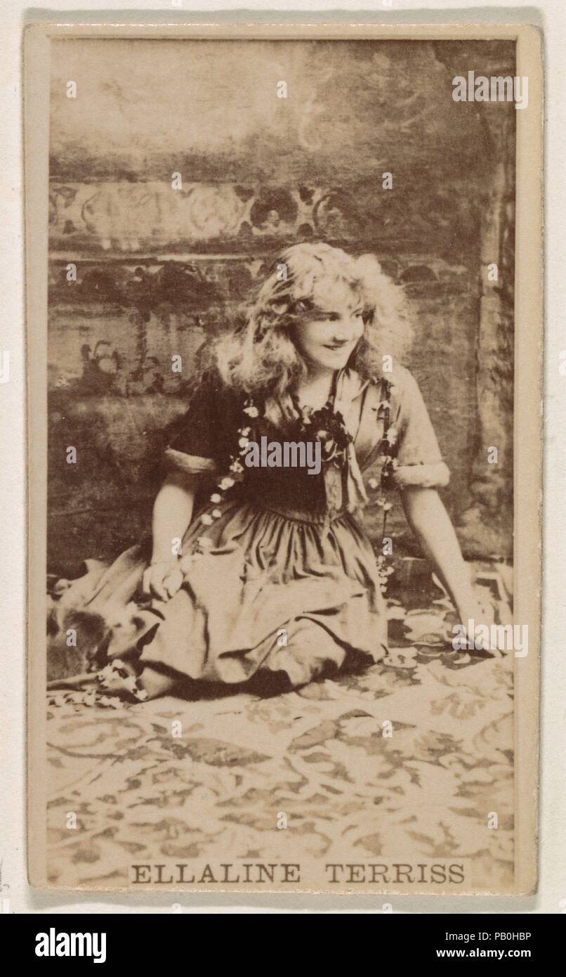 Ellaline Terriss, from the Actresses series (N245) issued by Kinney Brothers to promote Sweet Caporal Cigarettes. Dimensions: Sheet: 2 1/2 × 1 7/16 in. (6.4 × 3.7 cm). Publisher: Issued by Kinney Brothers (American). Date: 1890.  Trade cards from the set 'Actors and Actresses' (N245), issued in 1890 by Kinney Brothers Tobacco to promote Sweet Caporal Cigarettes. Museum: Metropolitan Museum of Art, New York, USA. Stock Photo