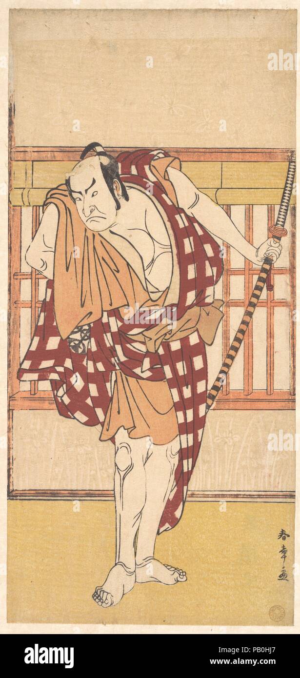 The Actor Nakamura Nakazo as a Kyokaku. Artist: Katsukawa Shunsho (Japanese, 1726-1792). Culture: Japan. Dimensions: H. 12 1/4 in. (31.1 cm); W. 5 3/4 in. (14.6 cm). Date: ca. 1777. Museum: Metropolitan Museum of Art, New York, USA. Stock Photo