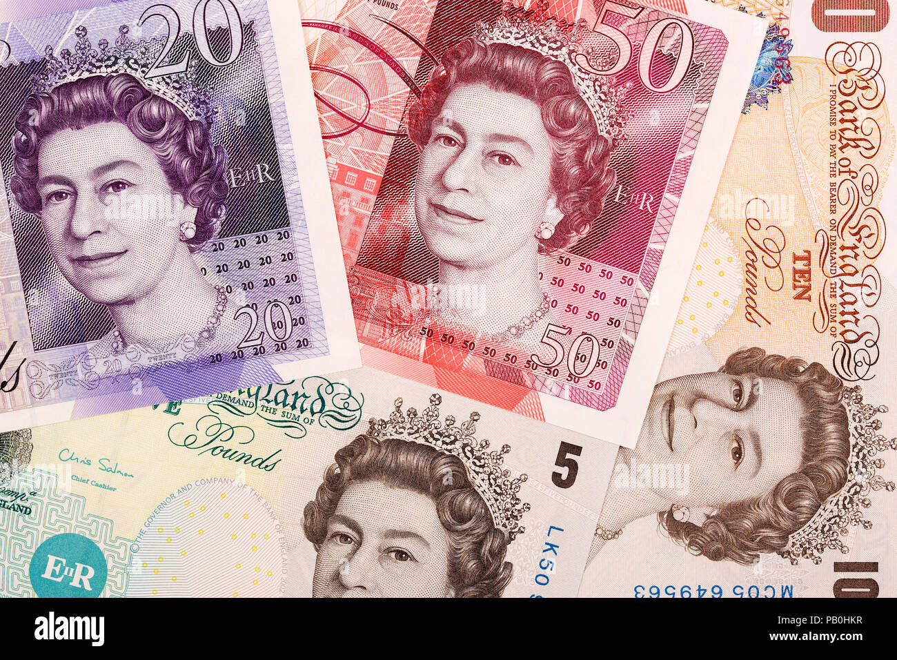 English Pound, a business background with money from England Stock Photo