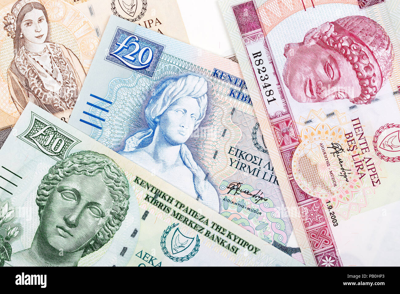 Cypriot Pound, a business background with money from Cyprus Stock Photo