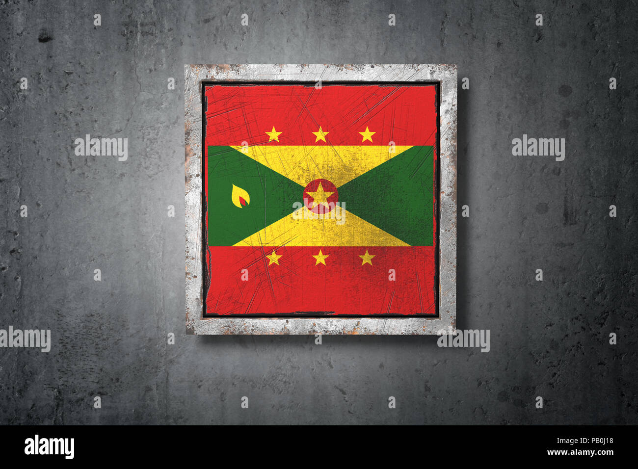 3d rendering of an old Grenada flag in a concrete wall Stock Photo - Alamy