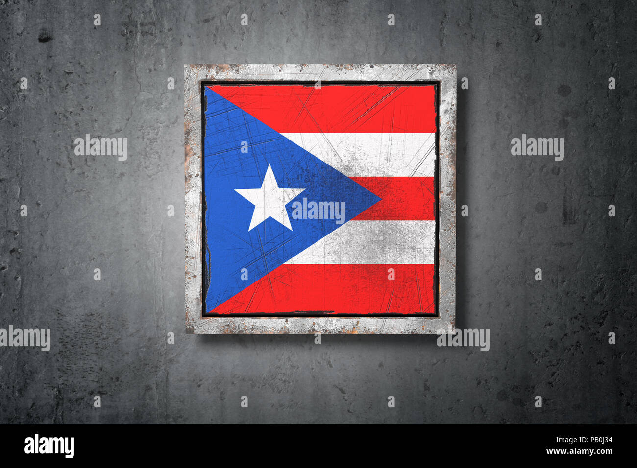 3d rendering of an old Puerto Rico flag in a concrete wall Stock Photo ...