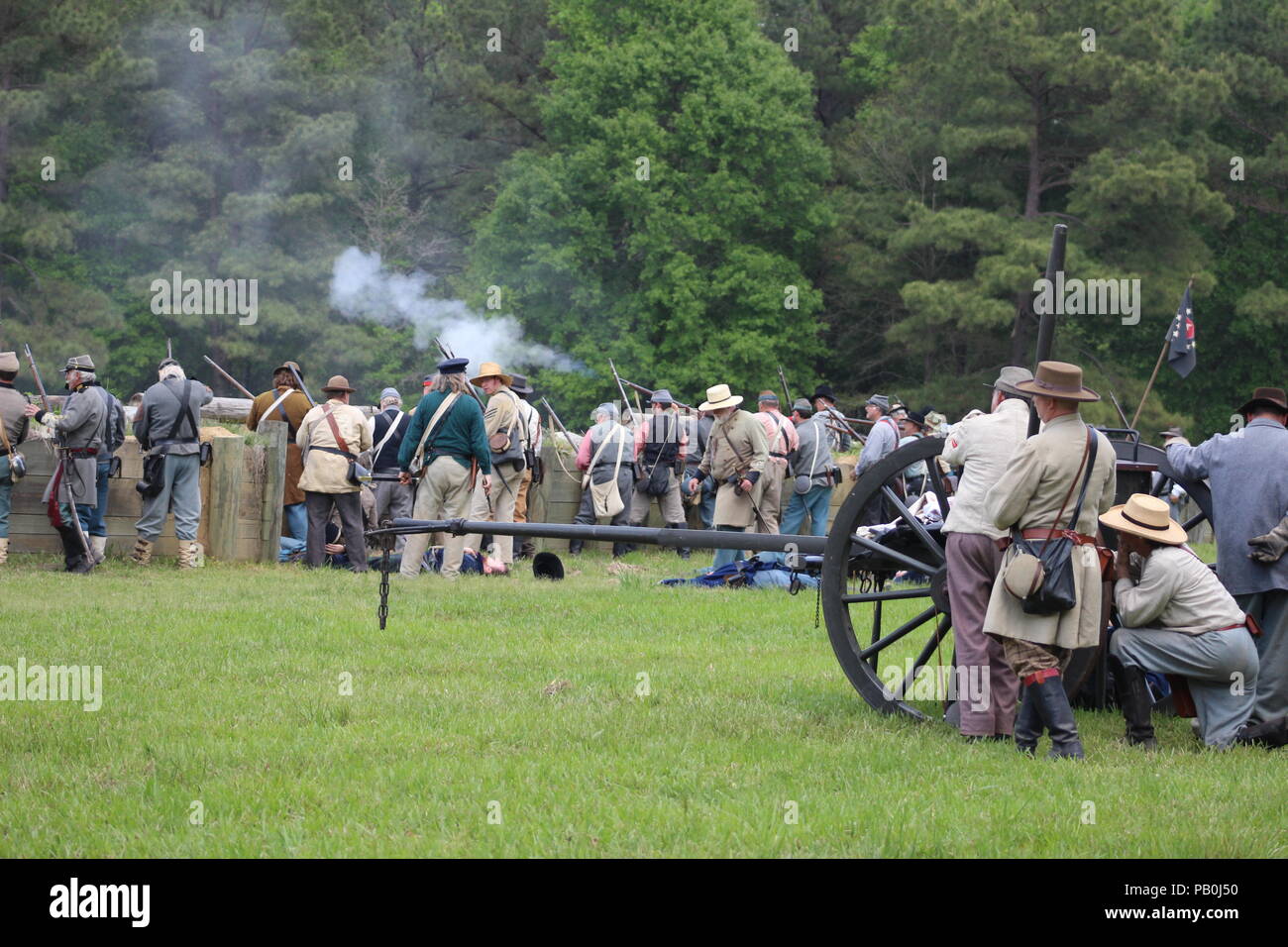 Union charge during Civi War Reenactment at Port Hudson, La Stock Photo