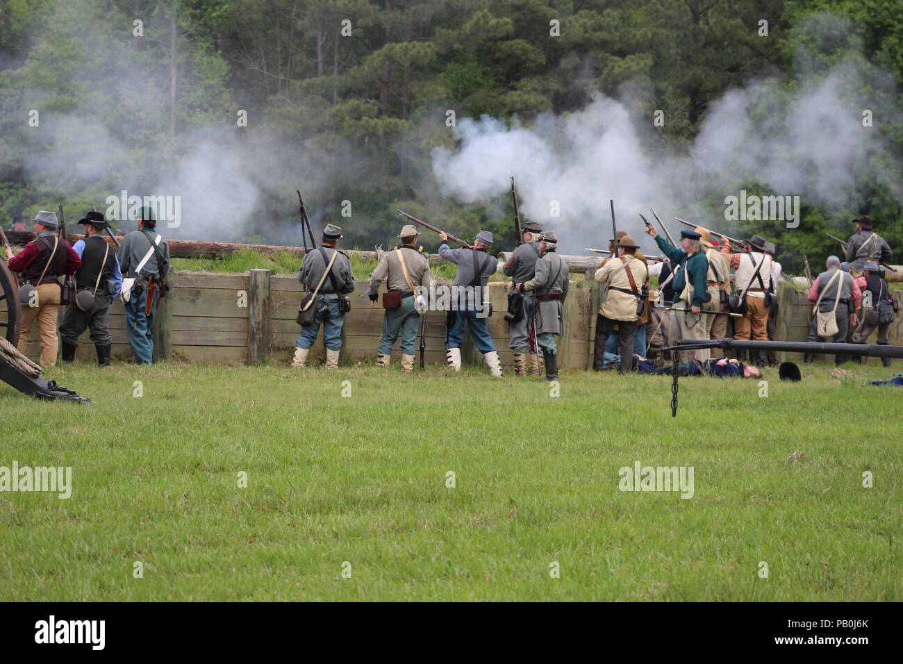 Union charge during Civi War Reenactment at Port Hudson, La Stock Photo