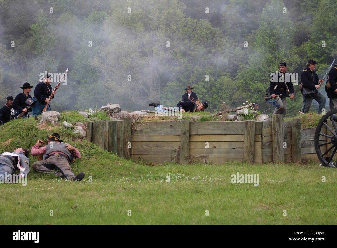 Union charge during Civi War Reenactment at Port Hudson, La Stock Photo