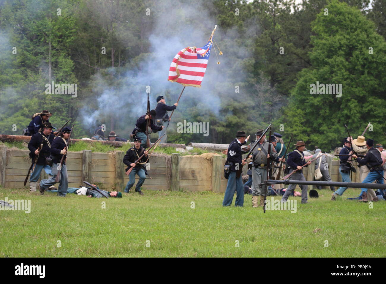 Union charge during Civi War Reenactment at Port Hudson, La Stock Photo