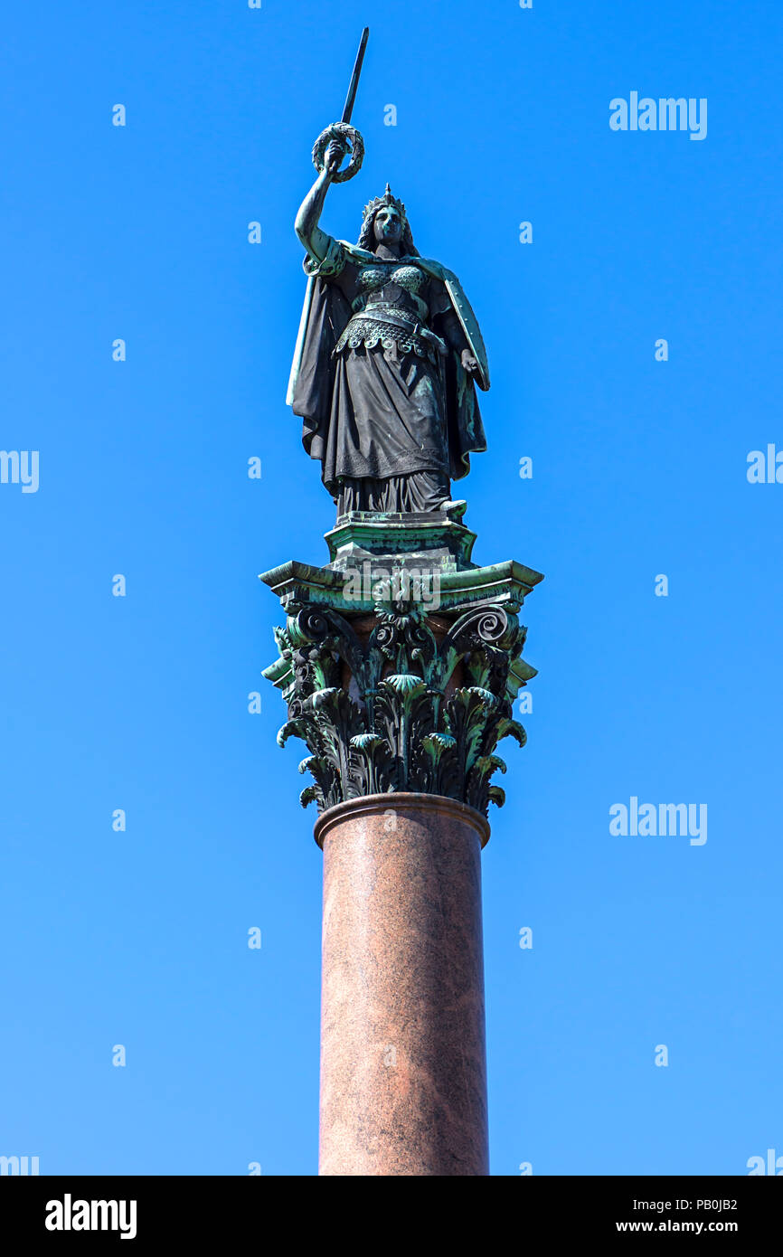 Figure of the Megalopolis on the Victory Column, memorial to the Mecklenburgers who remained in the war in 1870/71, Schwerin Stock Photo