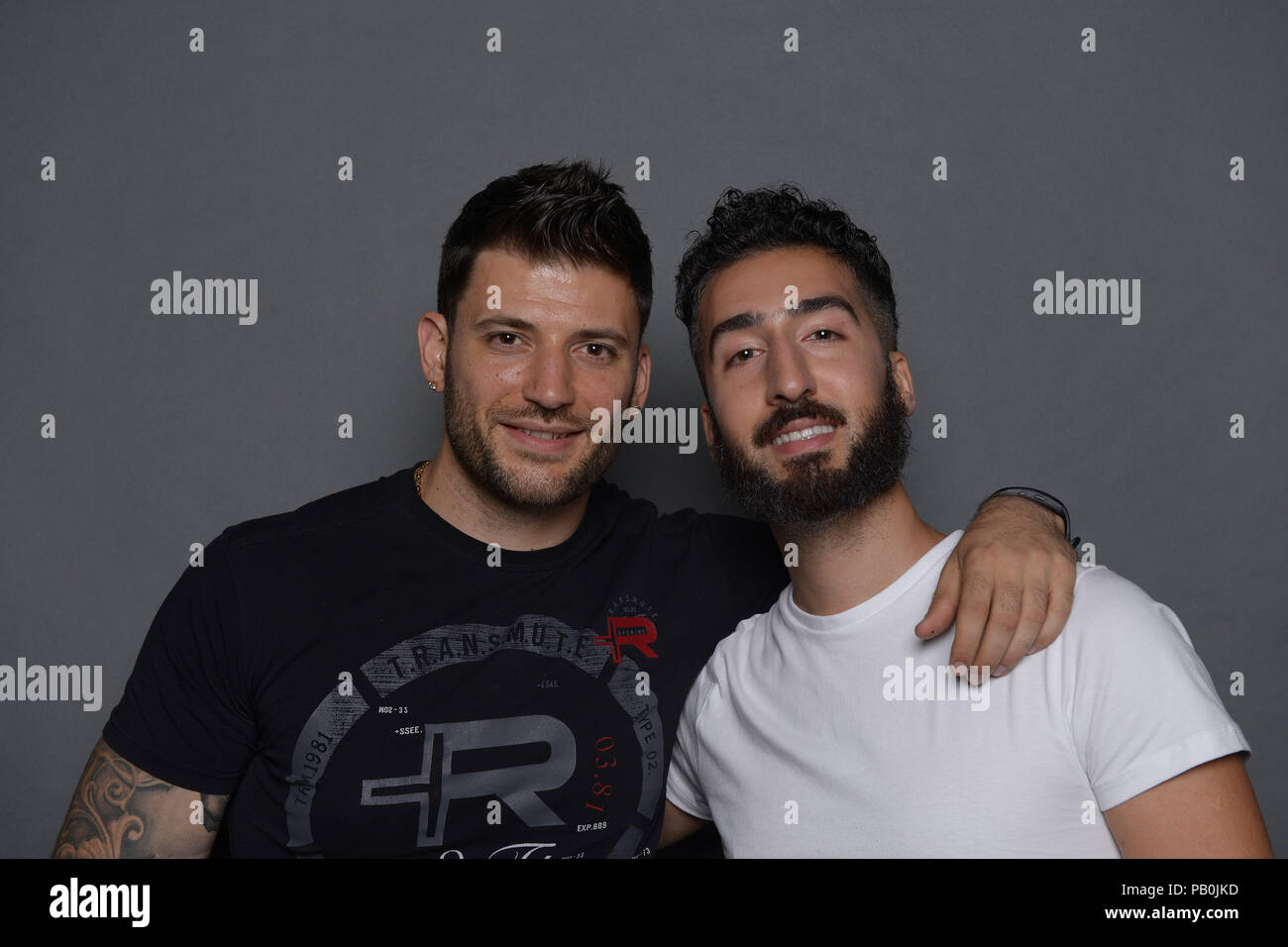 Actors Stanislav Ivaneski and Tolga Selfer at the Harry Potter Convention at The Printworks, Manchester. Stock Photo