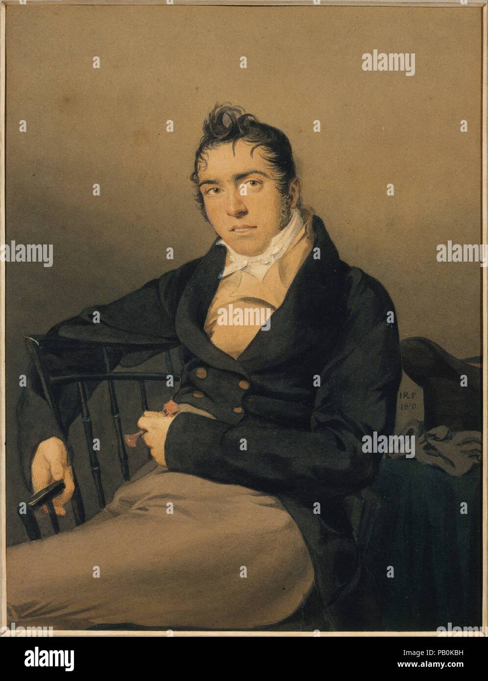 Allan Melville. Artist: John Rubens Smith (American, London 1775-1849 New York). Dimensions: 8 7/8 x 6 3/4 in. (22.5 x 17.1 cm). Date: 1810.  In his novel 'Pierre, or The Ambiguities' (1852), Herman Melville fictionalized this portrait of his father, describing the subject as the father of Pierre, the hero of the tale. The portrait so fascinated the younger Melville that an entire chapter, and much of the novel's theme, turns upon the mystery of the sitter's character, concealed by his youth, informality, and apparent candor. The portraitist Smith never exceeded his mastery here of exacting te Stock Photo