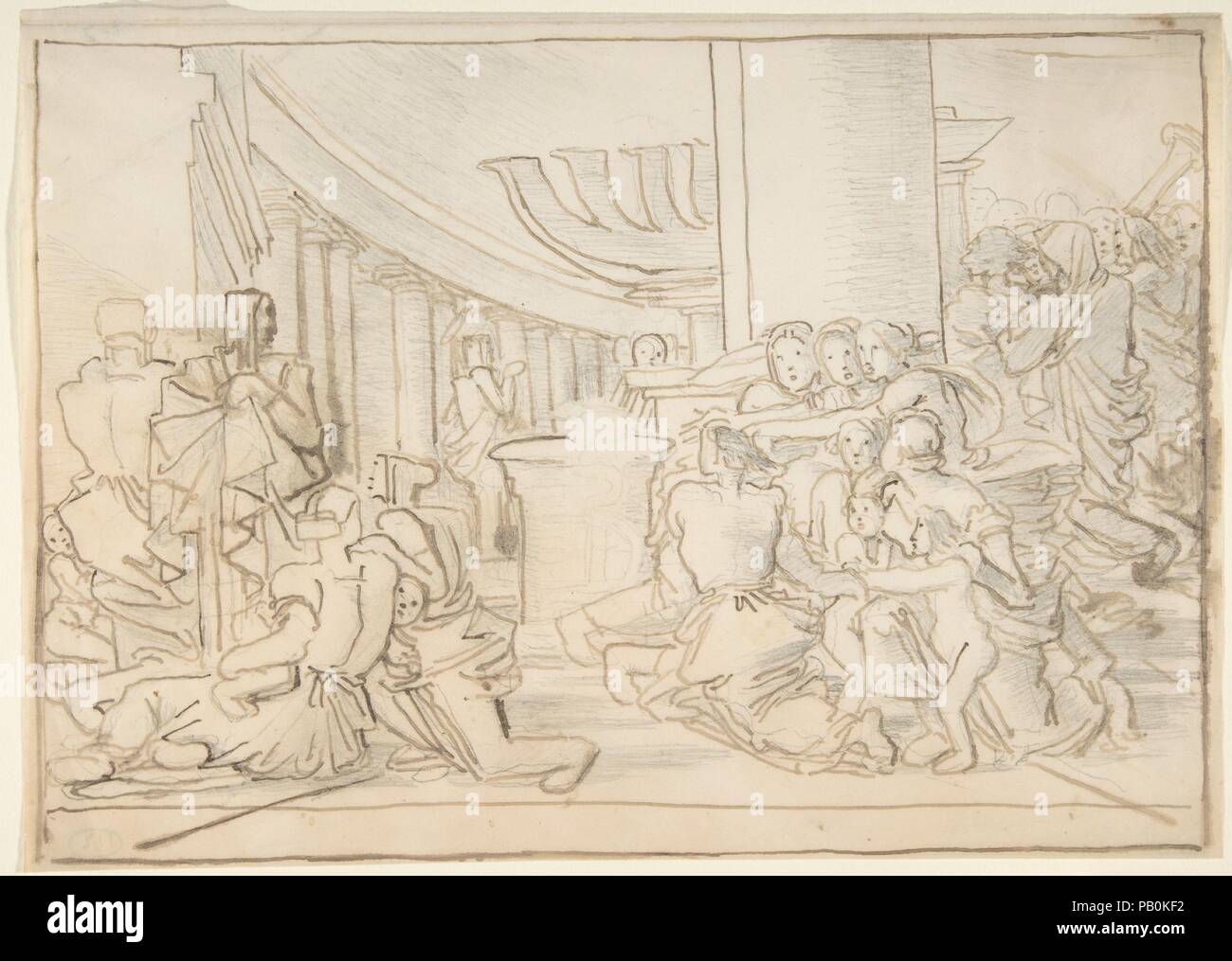 Congregation in a Temple. Artist: Fortunato Duranti (Italian, 1787-1863). Dimensions: 7 1/2 x 10 9/16in. (19.1 x 26.8cm). Date: 1787-1863. Museum: Metropolitan Museum of Art, New York, USA. Stock Photo