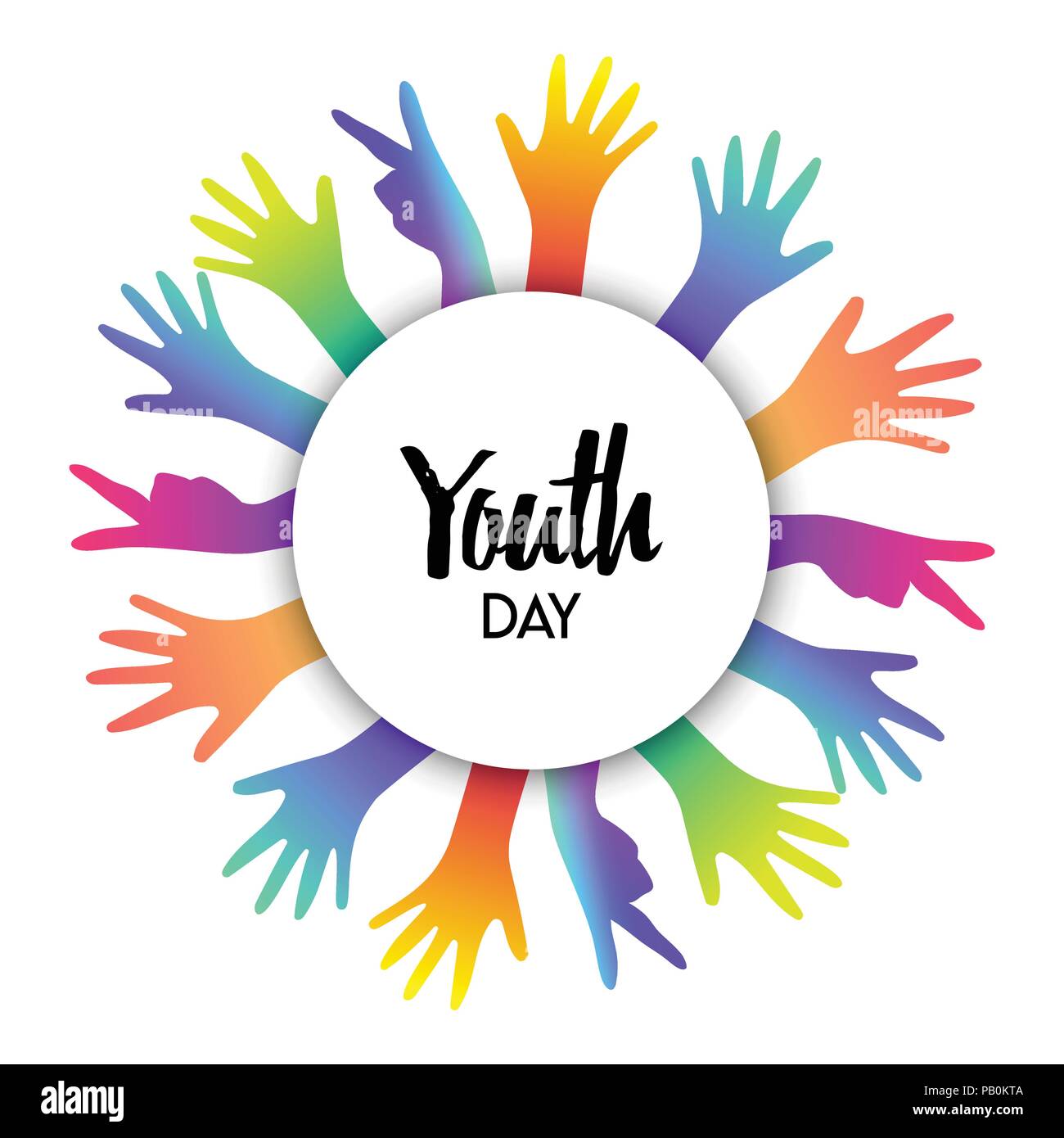 Happy Youth Day Greeting Card Of Diverse Color Hands And Text Quote Colorful Young People Group Concept Eps10 Vector Happy Youth Day Greeting Card Of Diverse Color Hands And Text Quote Colorful Young People Group Concept Eps10 Vector