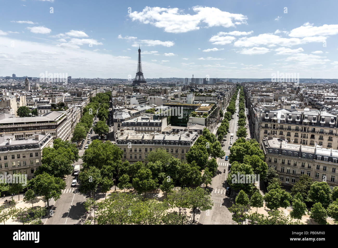 A view across Paris from the Arc de Triomphe Stock Photo - Alamy