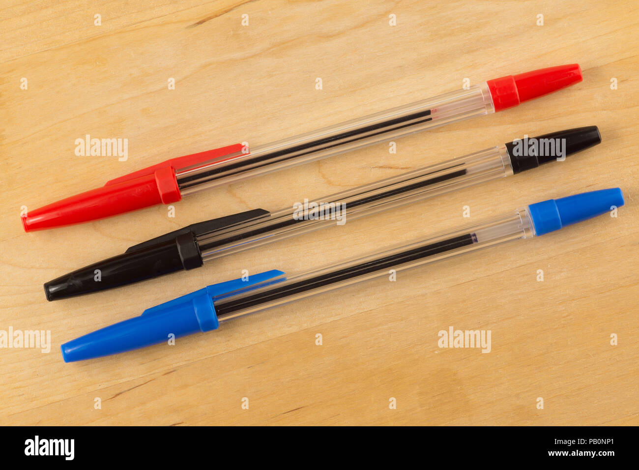 three color handles close-up on isolated background Stock Photo