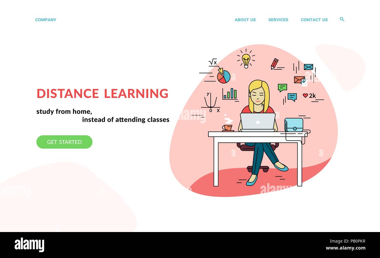 working with laptop at workplace flat concept vector website