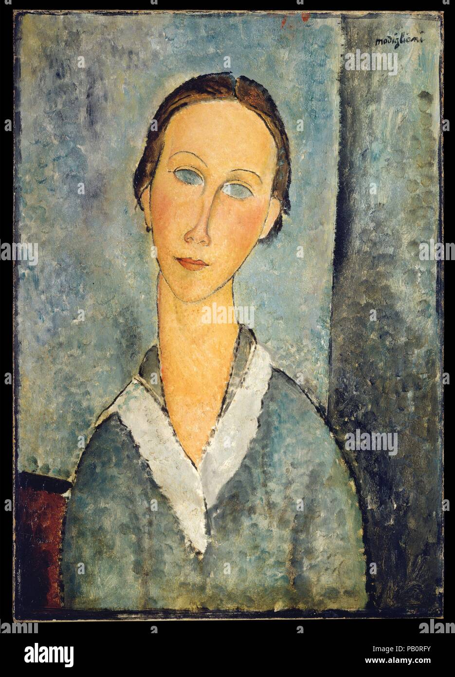 Girl in a Sailor's Blouse. Artist: Amedeo Modigliani (Italian, Livorno 1884-1920 Paris). Dimensions: 25 3/4 × 18 1/4 in. (65.4 × 46.4 cm). Date: 1918.  From March 1918 until May 1919 the ailing Modigliani lived in the south of France-mainly in Nice-to recuperate in the healthy climate. Lacking his usual coterie of friends, he employed local young servants, shopgirls, and children as models. Museum: Metropolitan Museum of Art, New York, USA. Stock Photo
