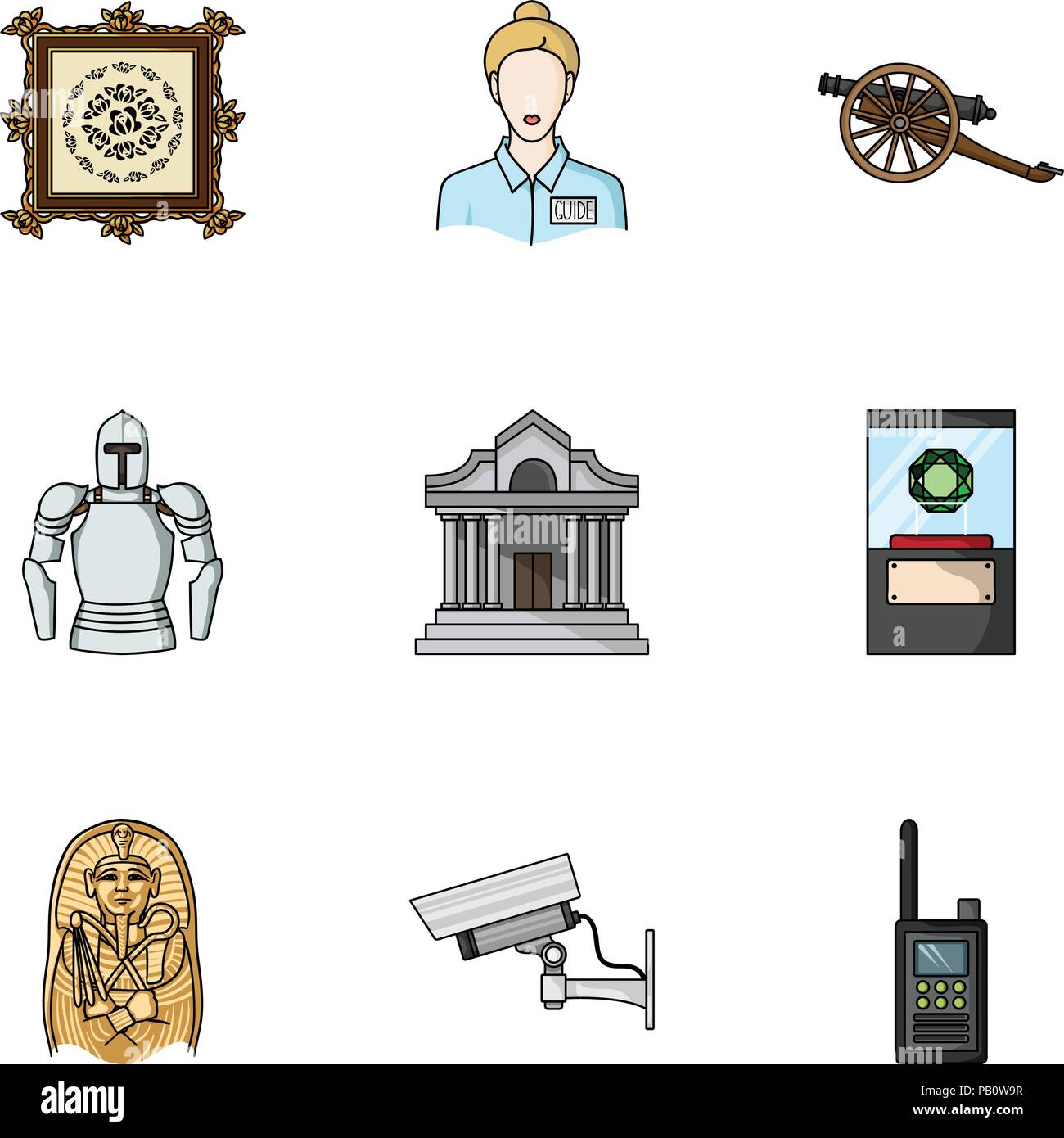 Museum set icons in cartoon style. Big collection of museum vector ...