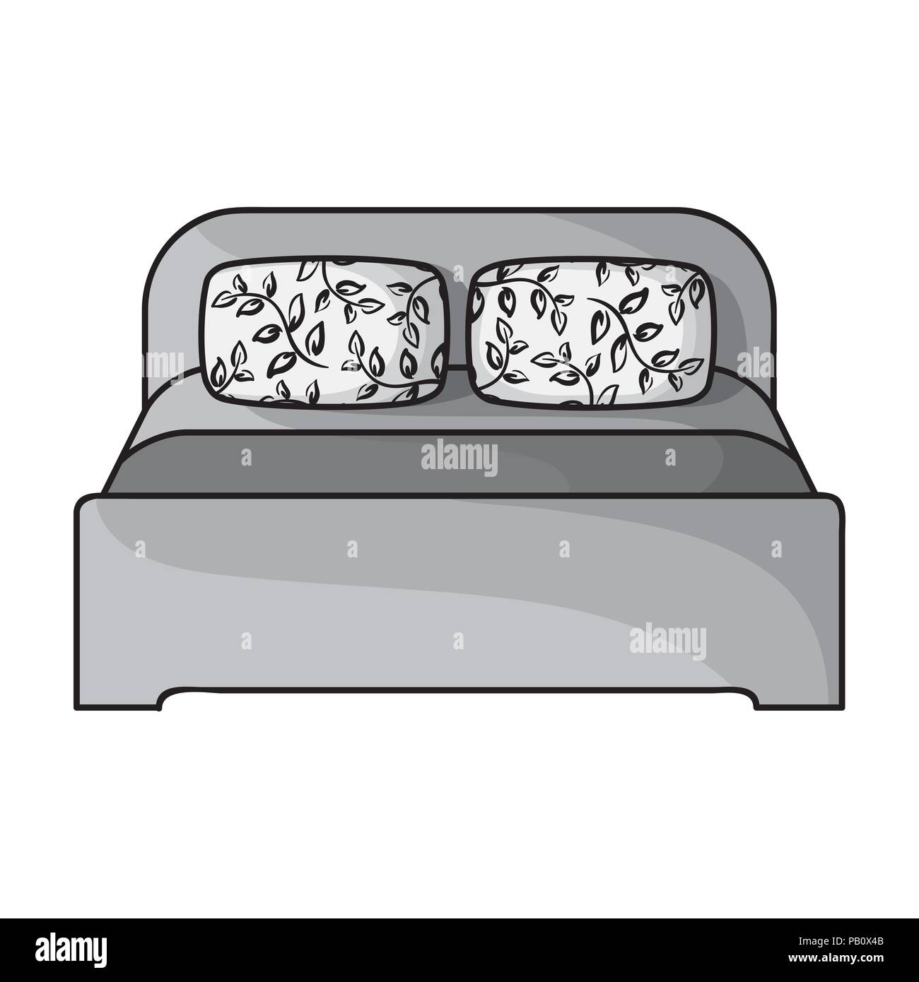 Wooden double bed icon in monochrome style isolated on white background ...
