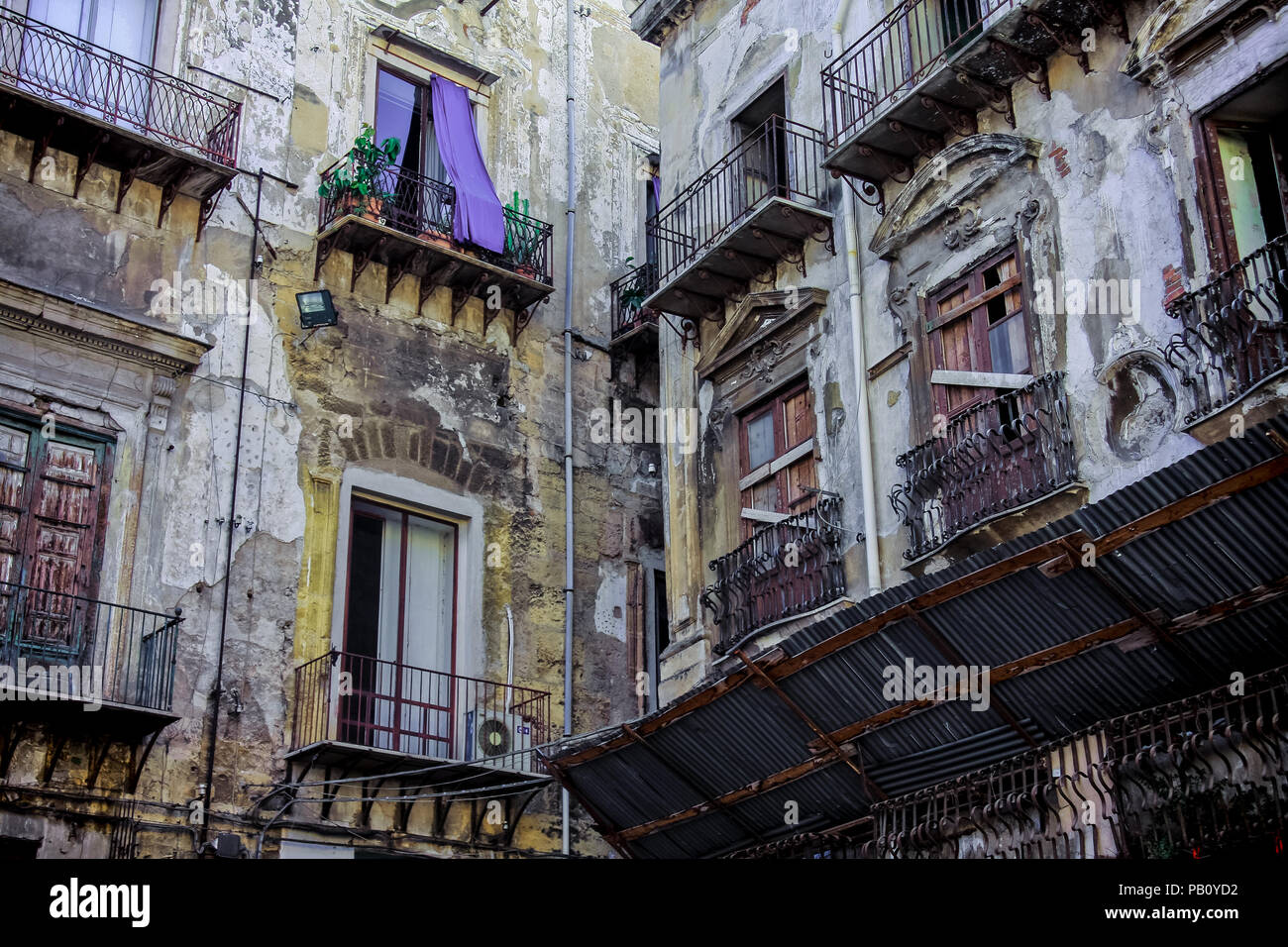 Old houses in Palermo, Sicily, Italy Stock Photo