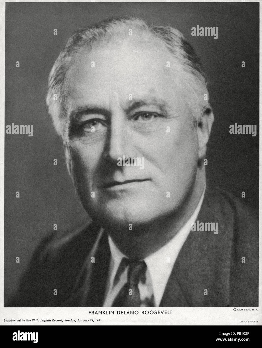 U.S. President Franklin Delano Roosevelt, Head and Shoulders Portrait, 1941 Stock Photo