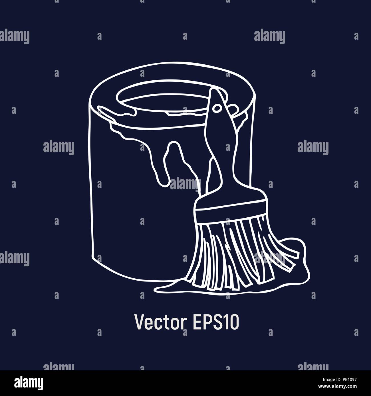 The paint for the repair with a brush. Vector illustration Stock Vector ...