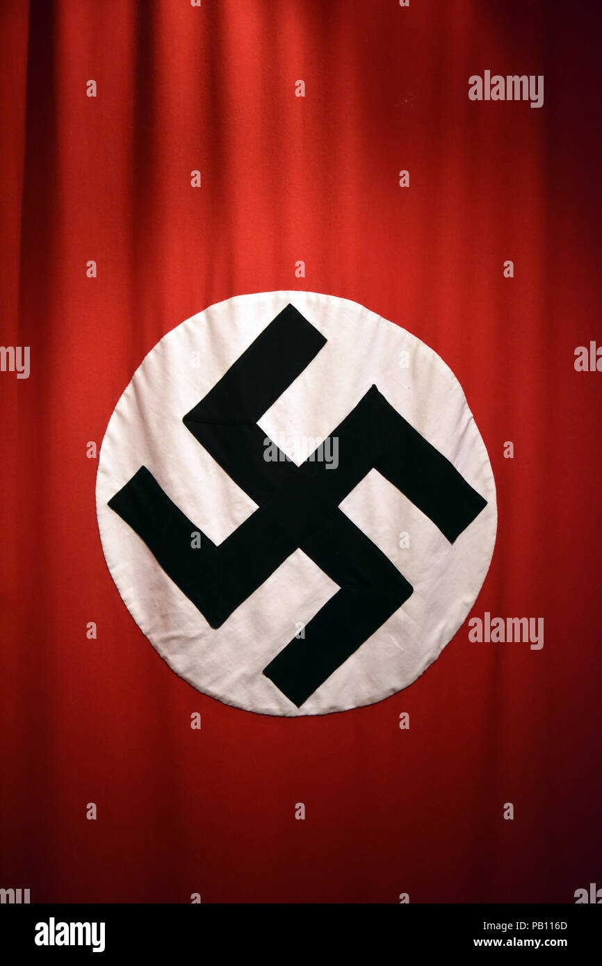 German Third Reich nazi flag with swastika Stock Photo