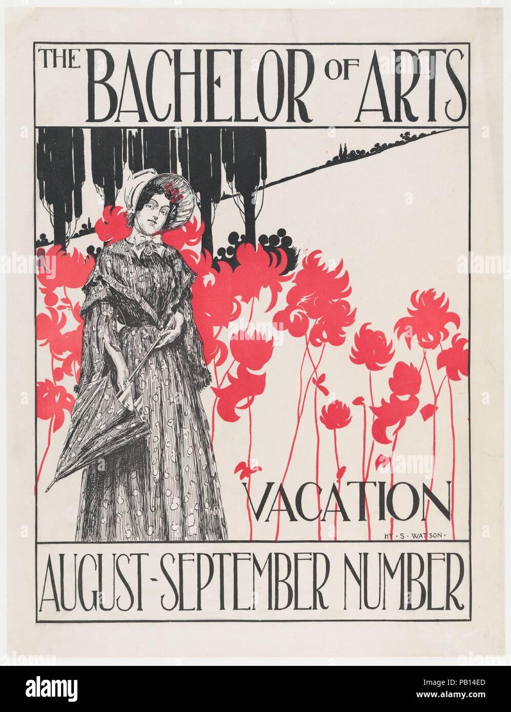 The Bachelor of Arts: Vacation, August-September No. Artist: Henry Sumner Watson (American, Bordentown, New Jersey 1868-1933). Dimensions: Sheet: 17 13/16 × 13 11/16 in. (45.3 × 34.8 cm)  Image: 15 7/8 × 11 15/16 in. (40.3 × 30.4 cm). Date: n.d.. Museum: Metropolitan Museum of Art, New York, USA. Stock Photo