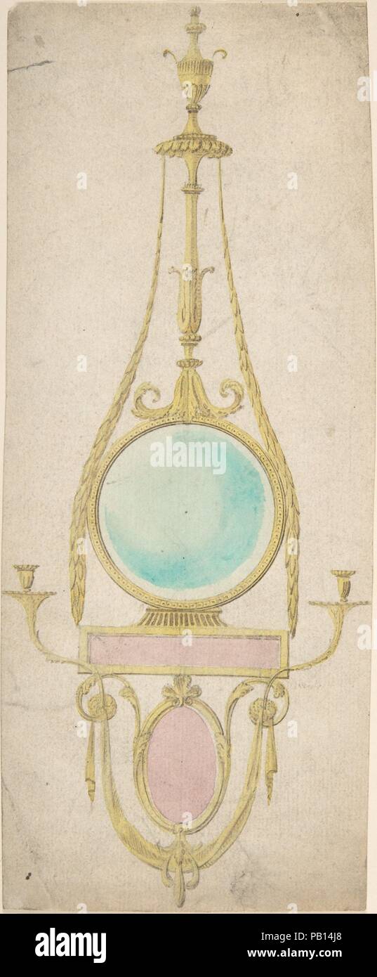 Design for a Girandole with a Circular and Oval Glass. Artist: Attributed to Sir William Chambers (British (born Sweden), Göteborg 1723-1796 London). Dimensions: sheet: 15 3/4 x 9 1/16 in. (40 x 23 cm). Date: 1745-1800. Museum: Metropolitan Museum of Art, New York, USA. Stock Photo