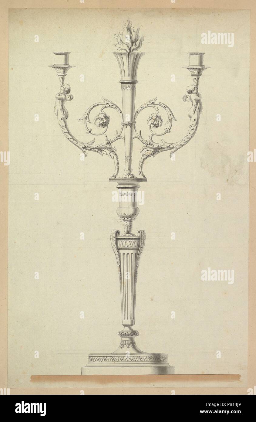 Design for a Chandelier. Artist: Anonymous, French, 18th century. Dimensions: sheet: 23 1/8 x 14 3/4 in. (58.8 x 37.4 cm). Date: 18th century. Museum: Metropolitan Museum of Art, New York, USA. Stock Photo