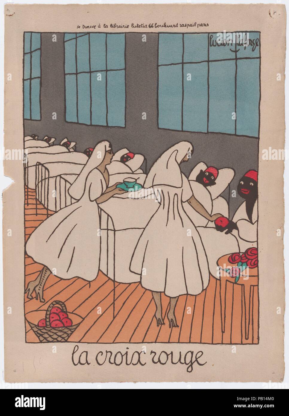 La croix rouge. Artist: Lucien Laforge (French, Paris 1889-1952 Paris). Dimensions: Image: 10 1/4 × 7 11/16 in. (26 × 19.5 cm)  Sheet: 12 1/2 × 9 3/16 in. (31.8 × 23.3 cm). Date: n.d.. Museum: Metropolitan Museum of Art, New York, USA. Stock Photo