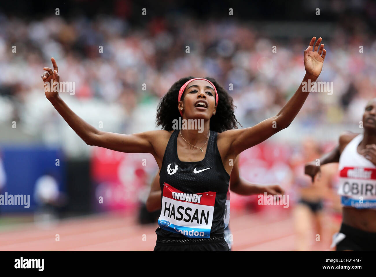 Sifan Hassan Netherlands Holland Celebrating Victory In The Millicent Fawcett Mile Final At The 2018 Iaaf Diamond League Anniversary Games Queen Elizabeth Olympic Park Stratford London Uk Stock Photo Alamy