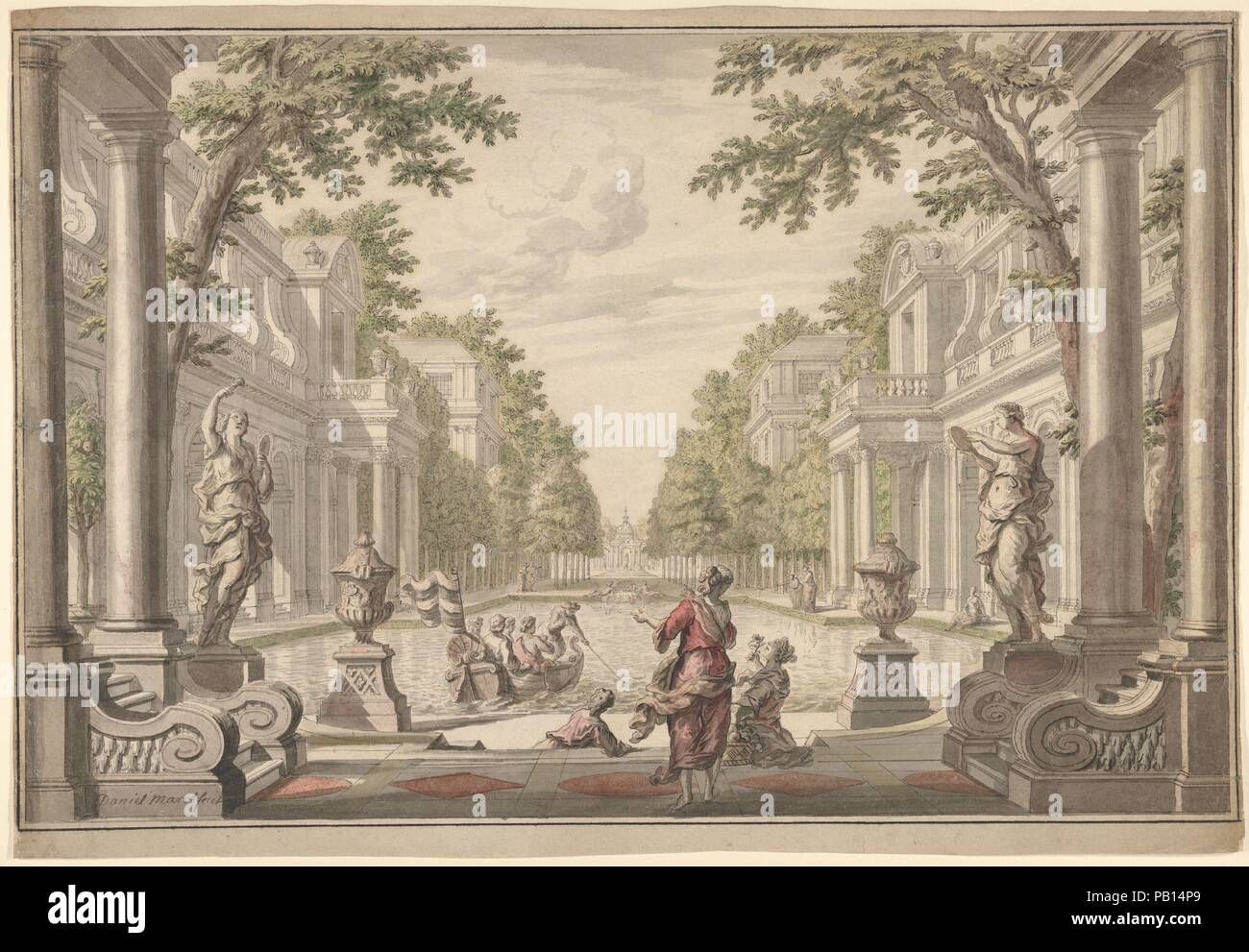 view of a palace garden with a central pond surrounded by classical architecture tapestry or stage design artist daniel marot the elder french - Water Garden Theater view of a palace garden with a central pond surrounded by classical architecture tapestry or stage design artist daniel marot the elder french - Water Garden Theater