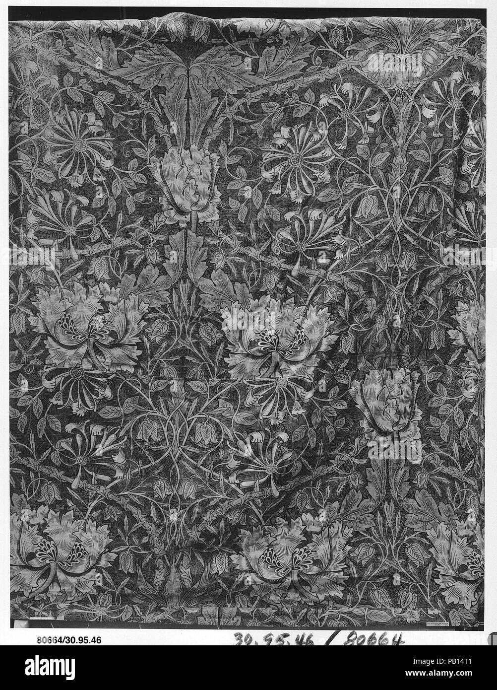 Honeysuckle. Culture: British. Designer: Designed by William Morris (British, Walthamstow, London 1834-1896 Hammersmith, London). Dimensions: Overall ('a' confirmed): 67 x 70 in. (170.2 x 177.8 cm);  Overall ('b' confirmed): 37 3/4 x 53 1/4 in. (95.9 x 135.3 cm);  Overall ('c' confirmed): 60 1/4 x 28 in. (153 x 71.1 cm);  Overall ('d' confirmed): 20 3/4 x 53 3/4 in. (52.7 x 136.5 cm);  Overall ('e' confirmed): 19 x 49 1/2 in. (48.3 x 125.7 cm);  Overall ('f' confirmed): 2 3/4 x 55 in. (7 x 139.7 cm);  Overall (assembled): 67 x 60 in. (170.2 x 152.4 cm). Date: design registered 1876, printed 18 Stock Photo