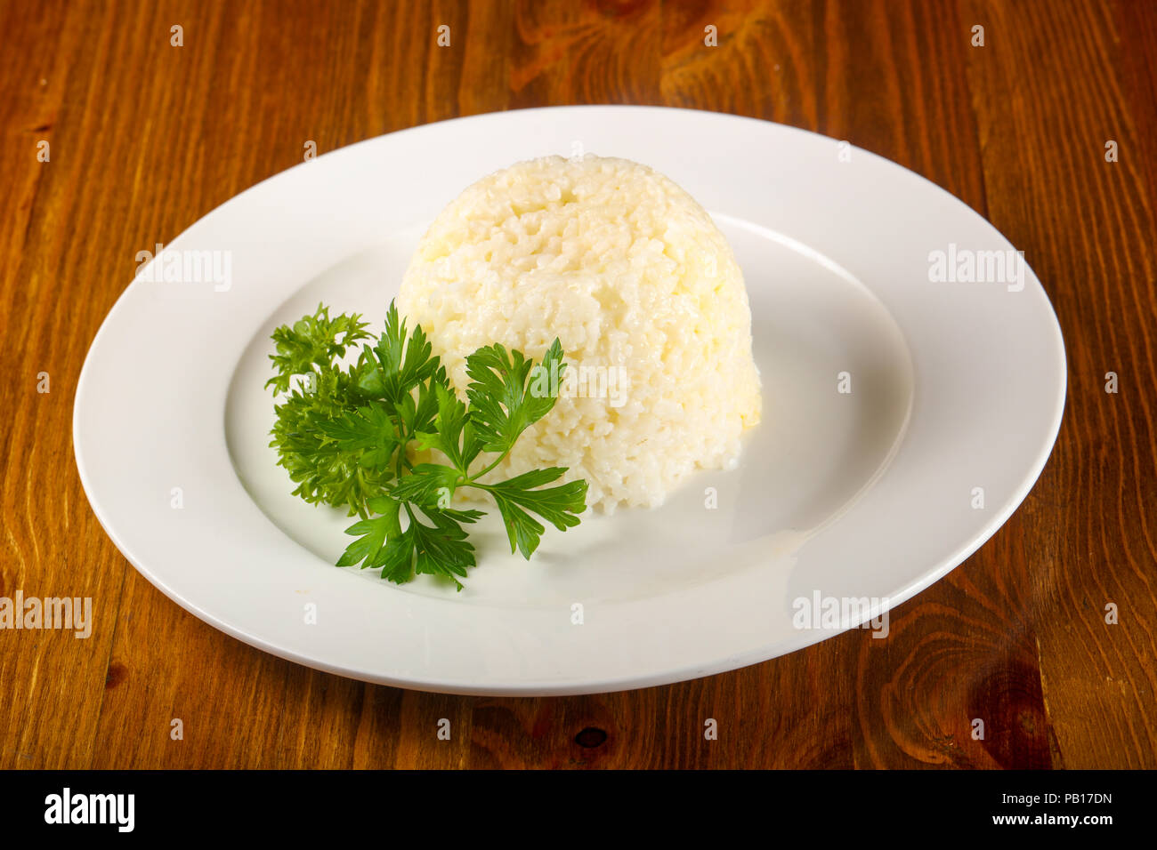 Steamed rice with parsley Stock Photo - Alamy