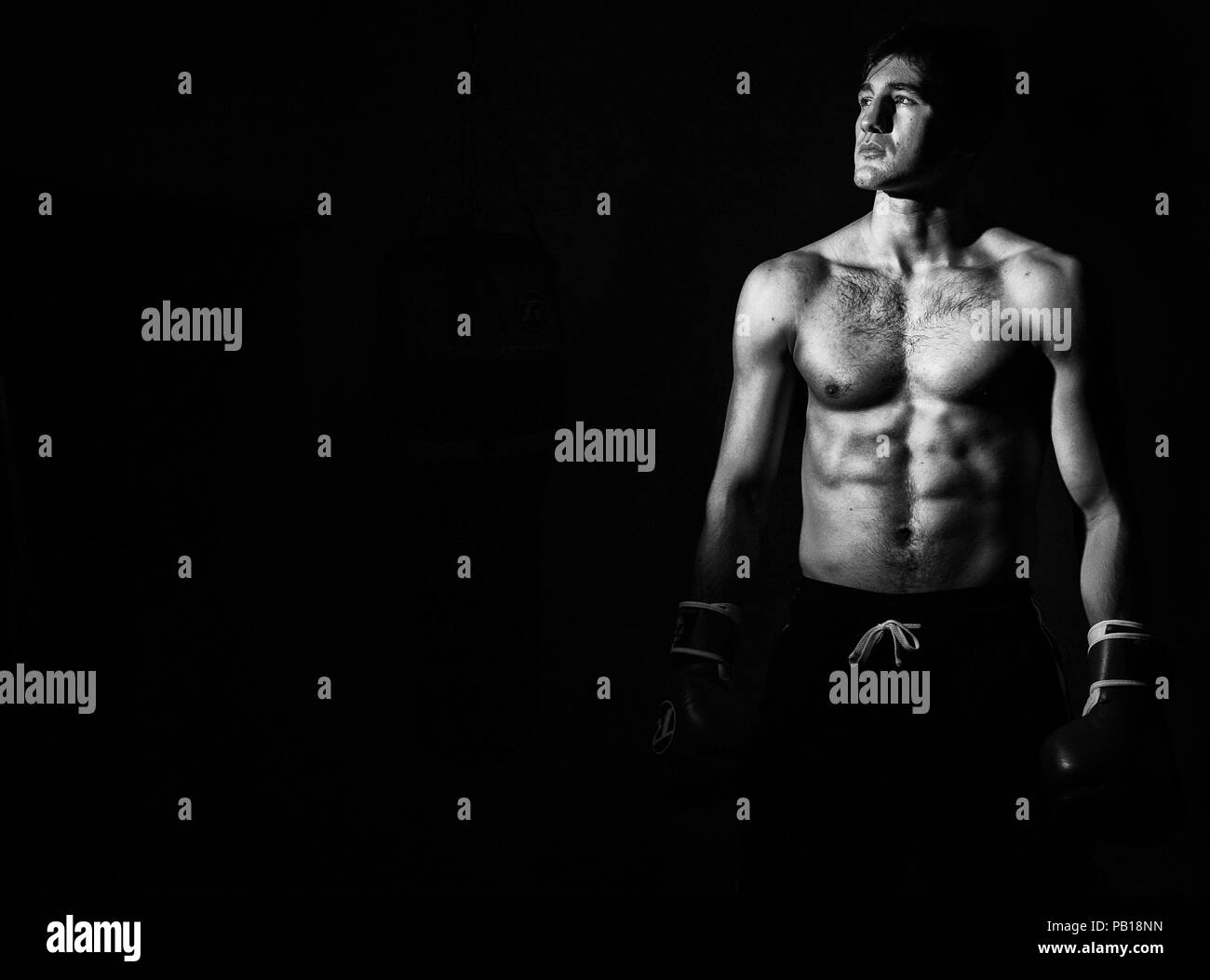 Welsh Boxer Nathan Cleverly at his gym above The Bargoed Sports and Social Club. Bargoed, South Wales. Stock Photo