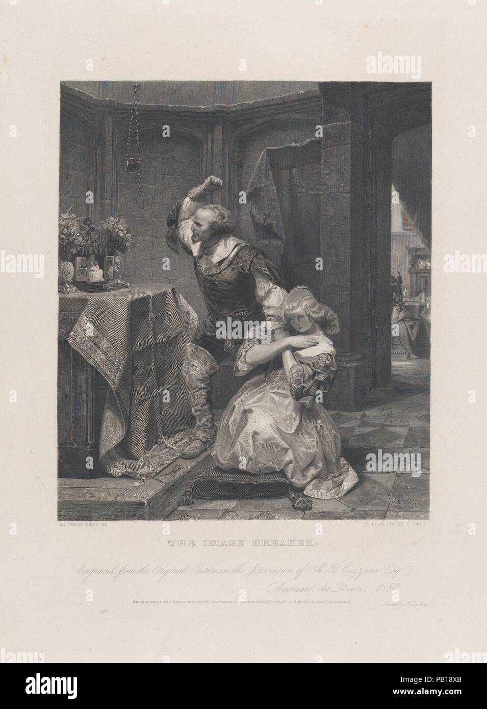 The Image Breaker. Artist: After Emanuel Leutze (American, Schwäbisch Gmünd 1816-1868 Washington, D.C.); Alfred Jones (American, Liverpool, England 1819-1900 New York). Dimensions: plate: 13 13/16 x 11 1/4 in. (35.1 x 28.5 cm)  sheet: 18 7/16 x 14 3/8 in. (46.8 x 36.5 cm). Printer: J. Dalton (American). Publisher: American Art Union (New York, NY). Date: 1850. Museum: Metropolitan Museum of Art, New York, USA. Stock Photo