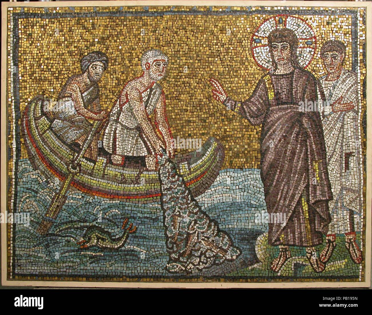 Miraculous Draught of Fishes. Culture: Byzantine. Dimensions: Overall: 40 1/4 x 52 1/4 x 1 3/8 in. (102.2 x 132.7 x 3.5 cm). Date: early 20th century (original dated early 6th century). Museum: Metropolitan Museum of Art, New York, USA. Stock Photo