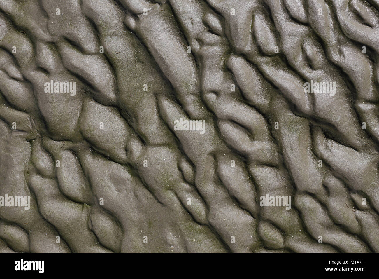 Ripple patterns in the wet sand on the beach at Fanø, Denmark Stock Photo