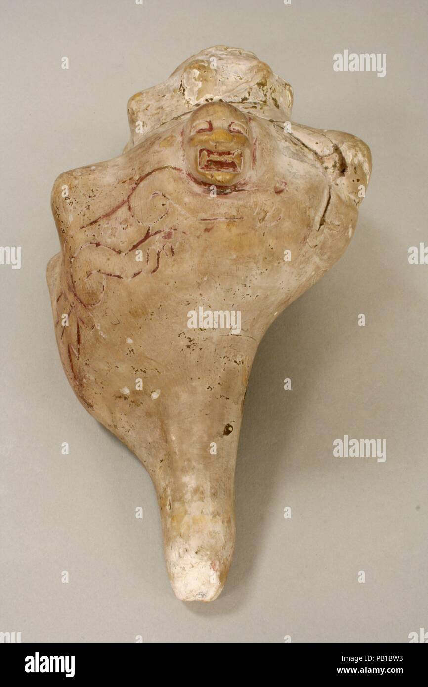 Conch Shell. Culture: Monte Alban. Dimensions: H. 3 15/16 x W. 5 1/4 x D. 8 3/16 in. (10 x 13.3 x 20.8 cm). Date: 2nd century B.C.-A.D. 4th century. Museum: Metropolitan Museum of Art, New York, USA. Stock Photo