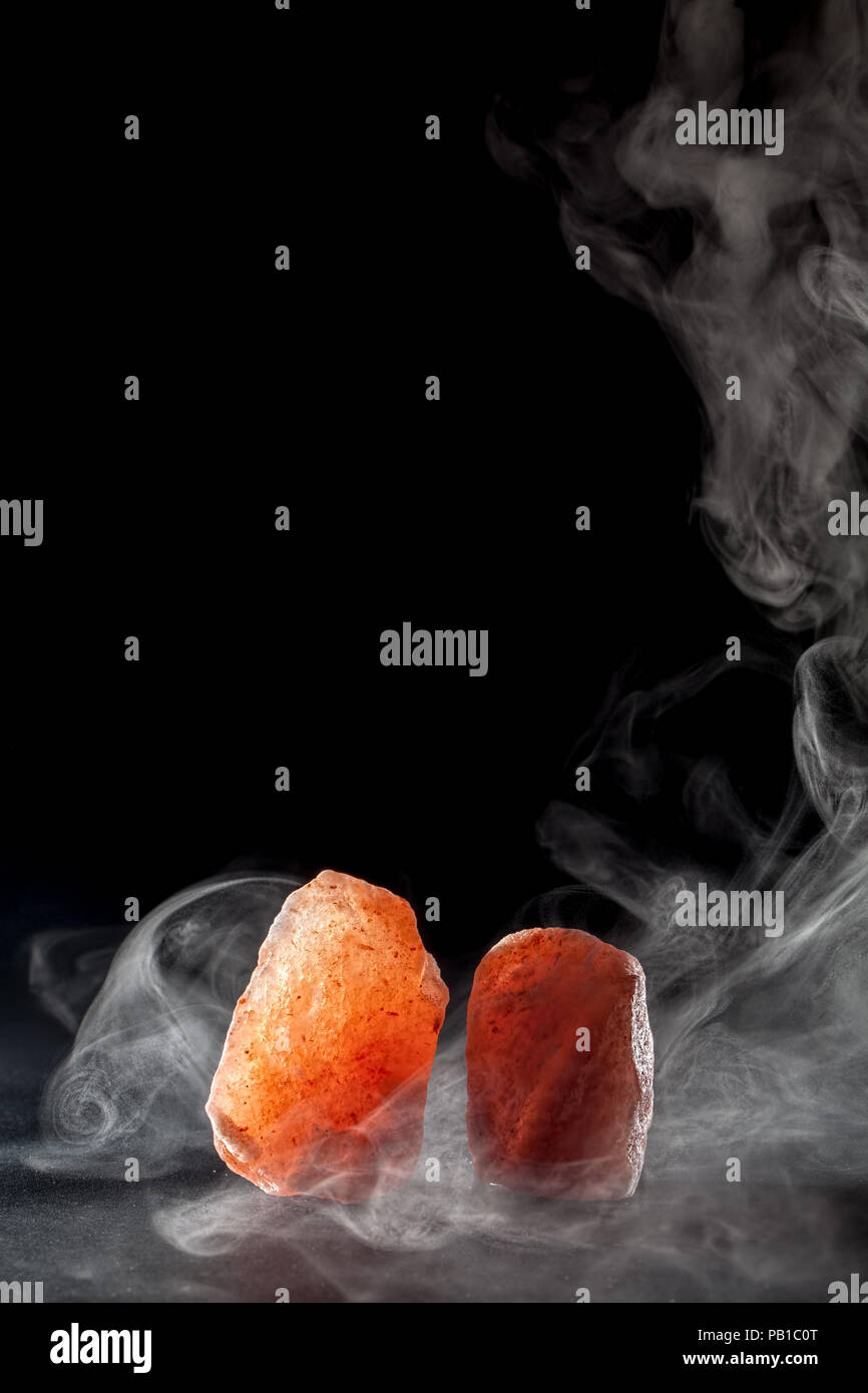 Alternative therapy Himalayan salt crystal healing. Spa treatment with