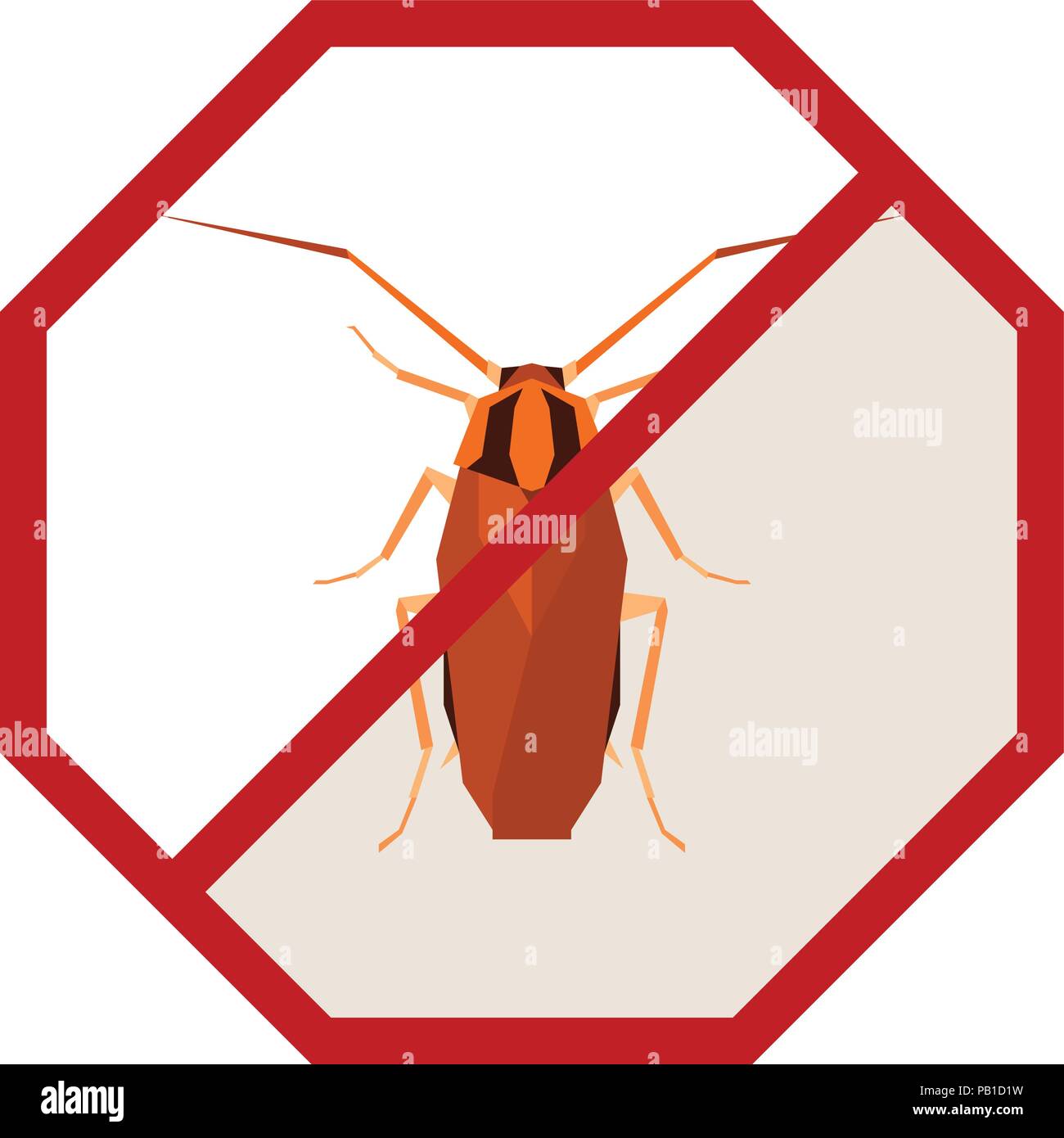 Flat geometric sign with Cockroach Stock Vector