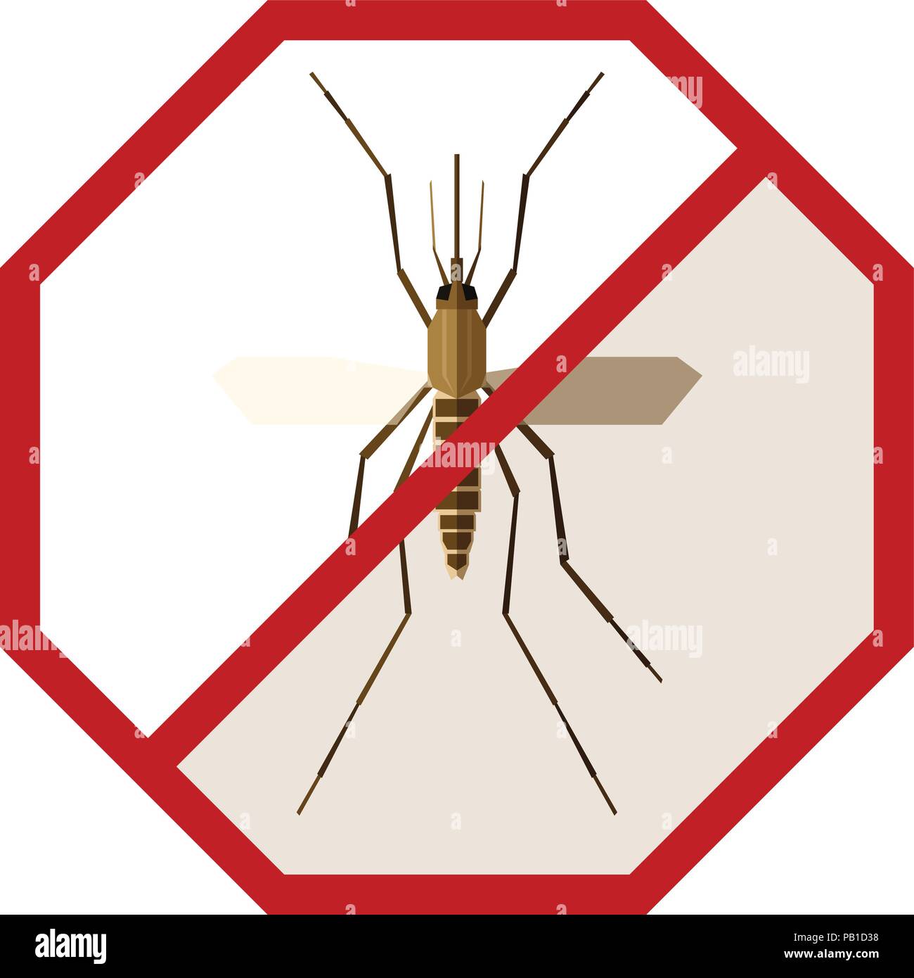 Flat geometric sign with Mosquito Stock Vector